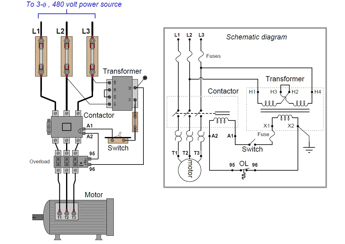 3 Phase Motor Starter Wiring Diagram from instrumentationtools.com