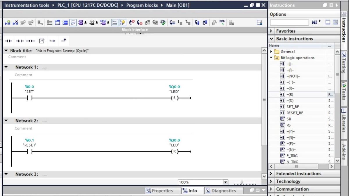 'Video thumbnail for Bit Logic Operations in Siemens Tia Portal - NOT, SET & RESET OUTPUTS in PLC'
