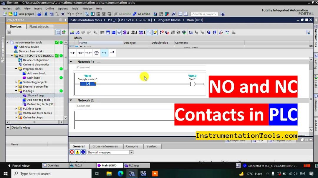 'Video thumbnail for NO and NC Contacts in PLC - Siemens Tia Portal Tutorial'