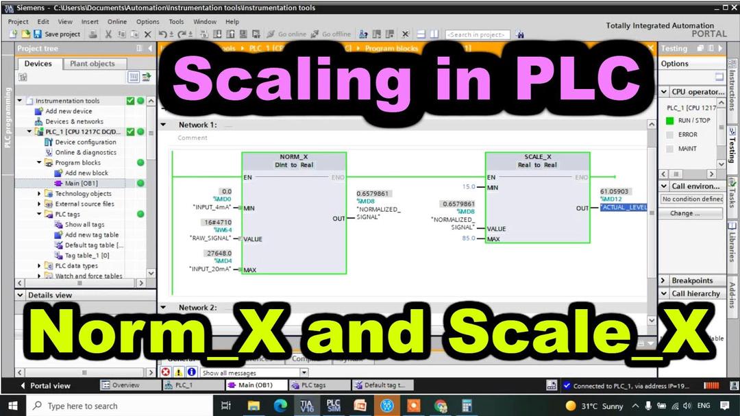'Video thumbnail for Norm X and Scale X in Siemens Tia Portal PLC programming - Scaling Basics'