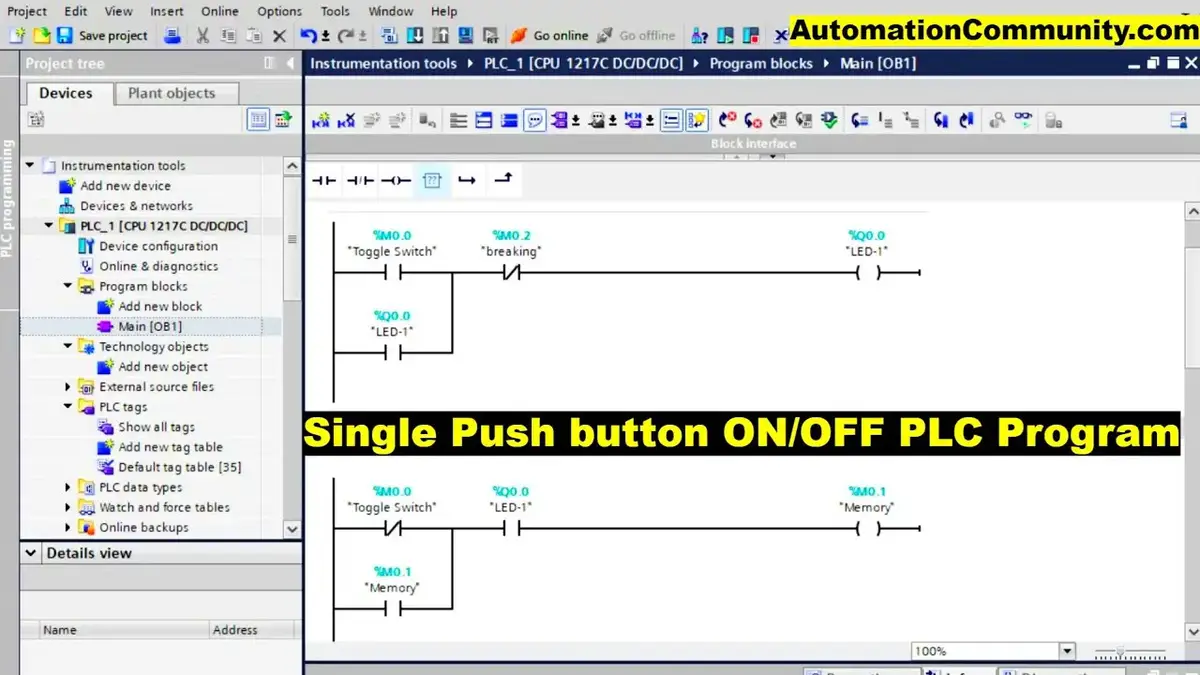 'Video thumbnail for Single Push button ON/OFF PLC Program - Example Problems for Practice'