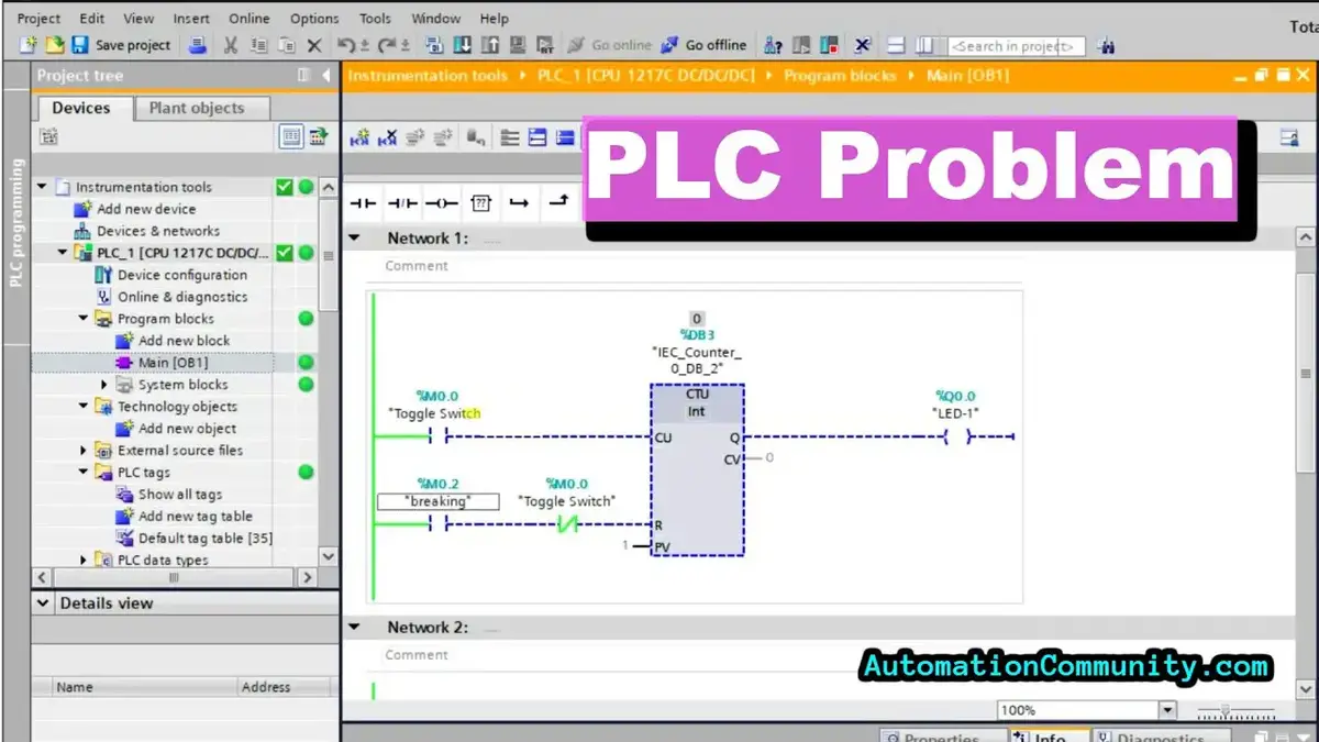 'Video thumbnail for PLC Problem - Make a Toggle Switch using Double Counters'