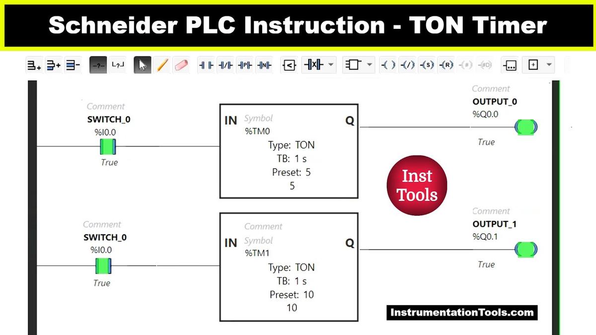 Schneider PLC Timer Instructions TON Timer Function