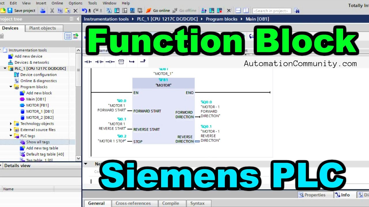 Function block in Siemens PLC - TIA Portal Courses Online