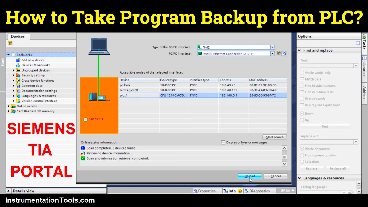 Taking Program Backup from Physical PLC: Siemens TIA Portal Tutorial