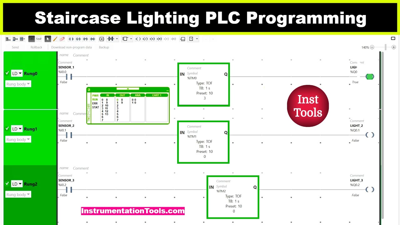 Staircase Lighting PLC Programming - Electrical Ladder Diagrams