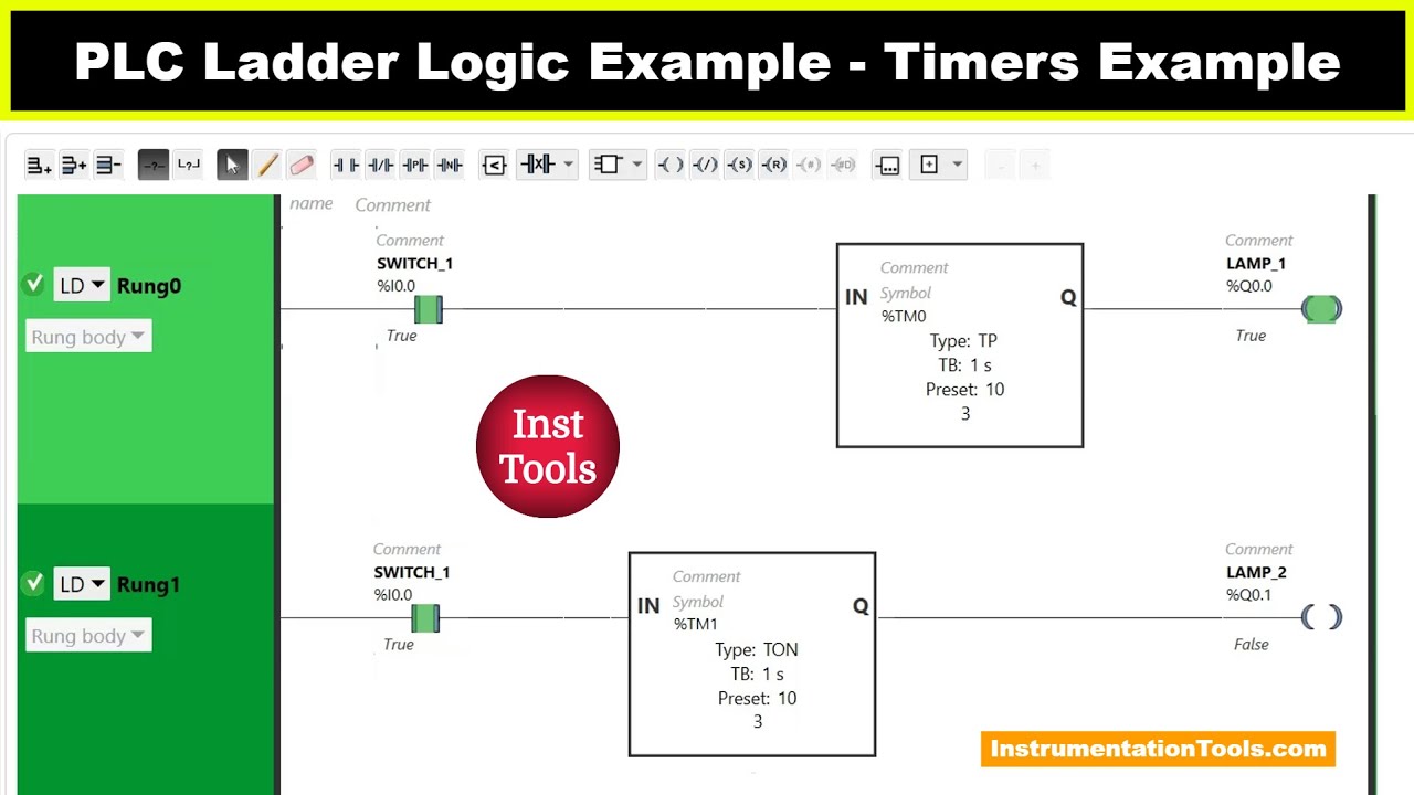 PLC Ladder Logic Example - Timers Example