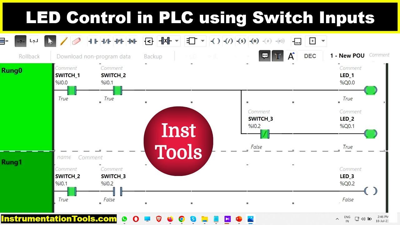 LED Control in PLC using Switch Inputs: Example-Based Learning