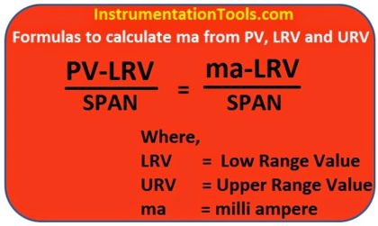 Formulas to calculate ma from PV