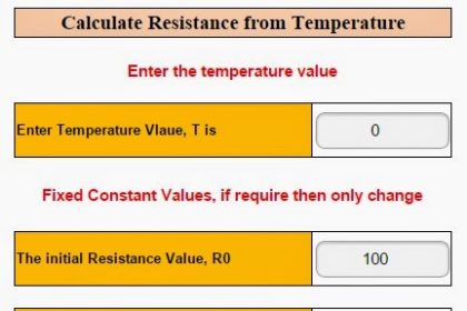 Calculate Resistance from Temperature for RTD