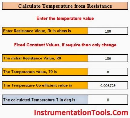 RTD Calculator : Calculate Temperature from Resistance