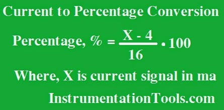 Formula for Current 4-20 mA to Percentage Conversion