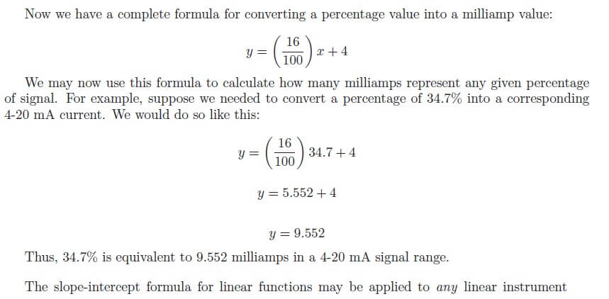 4 to 20 mA Calculation Example