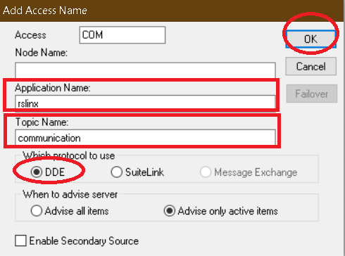 Add Access Name in Scada