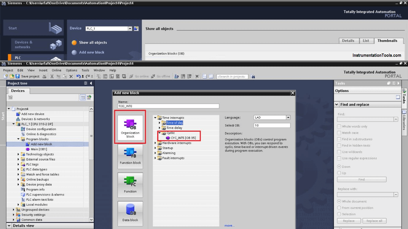 Hardware interrupt in Siemens Tia Portal