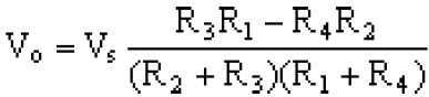 formula for a Wheatstone bridge fro RTD