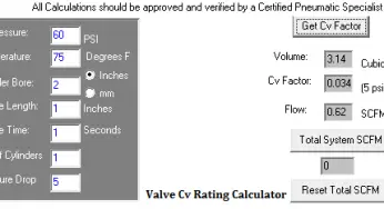 Pneumatic Cylinder & Valve Sizing Calculator
