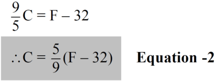 Celsius to Fahrenheit Formula
