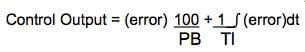 Integral controller formula