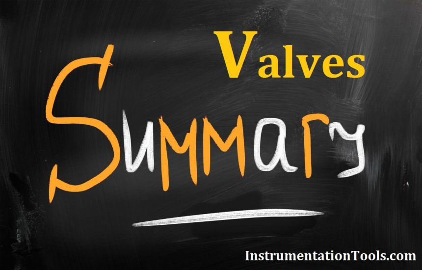 Summary of Valve Types Characteristics