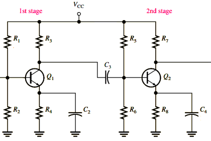 Capacitively Coupled Multistage Transistor Amplifier