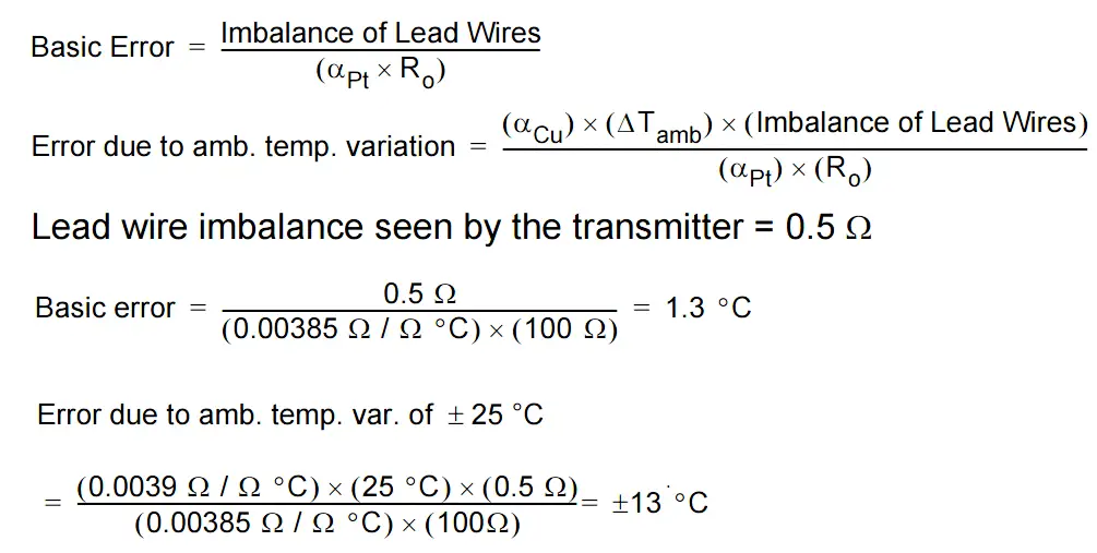 Three Wire RTD Lead Wire Resistance Error
