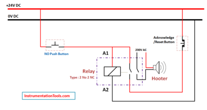 Relay Circuit for Hooter with Reset Button