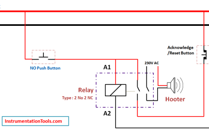 Relay Circuit for Hooter with Reset Button