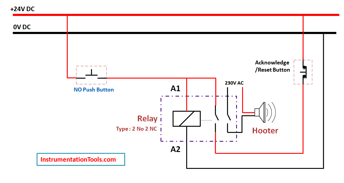 Relay Latching Circuit Using Push Button