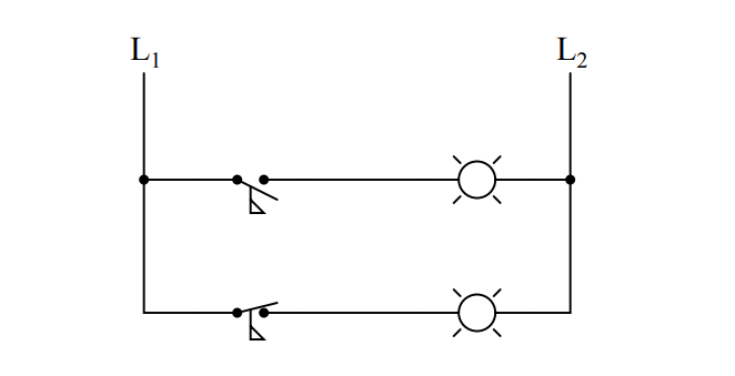 Identify which lamp in the following ladder-logic diagram