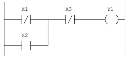 PLC connected to Three Pushbutton Switches