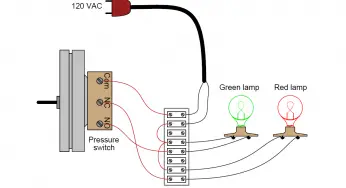 Draw Wiring of a Pressure Switch to control two lamps