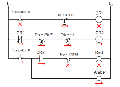 Analyze the Relay Circuit and Find the Status ? - Inst Tools