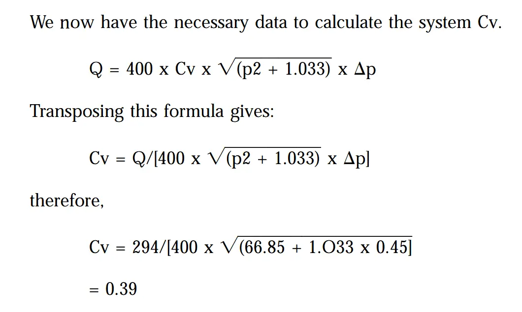 Valve Calculation