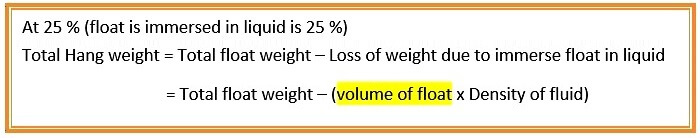 Displacer Level Transmitter Formula at 25% weight