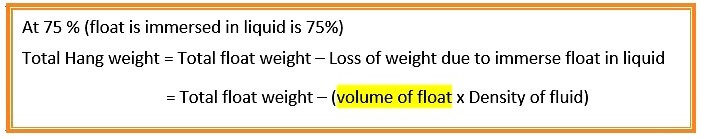 Displacer Level Transmitter Formula at 75% weight