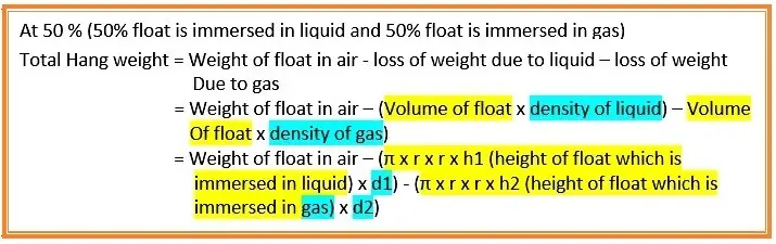 Interface Level Measurement Calculation at 50 %