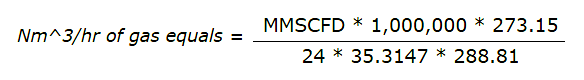 MMSCFD to Nm3h Conversion Formula