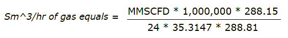 MMSCFD to Sm3h Conversion Formula