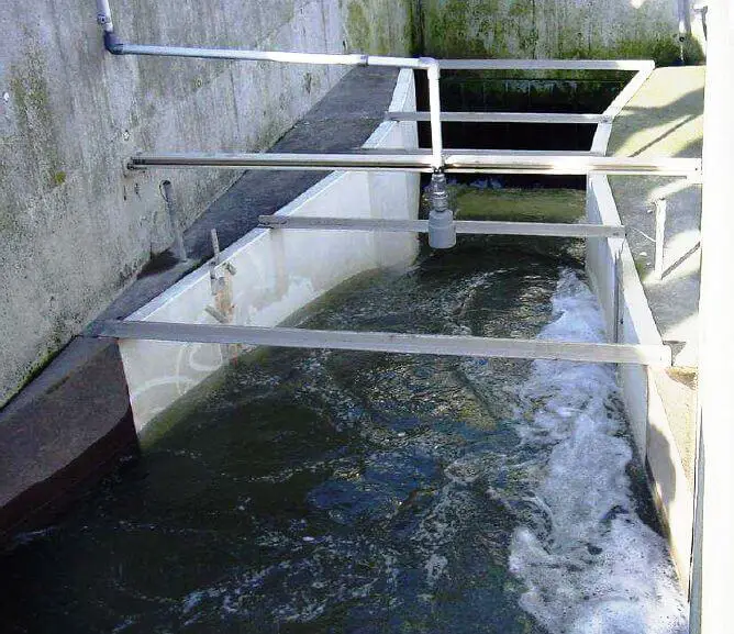 Parshall flume measuring flow