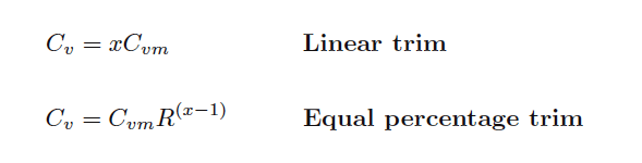linear and equal-percentage control valve trim