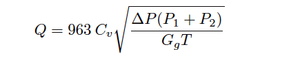 gas valve sizing equations