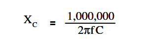 Capacitive Reactance equation