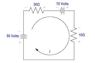Using Kirchhoff’s Voltage Law to find Current with Multiple Battery Sources