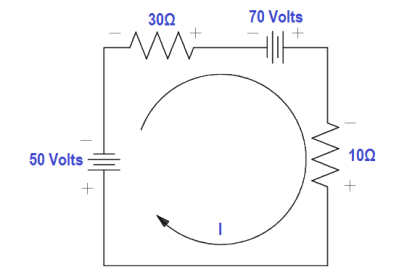 Using Kirchhoff’s Voltage Law to find Current with Multiple Battery Sources