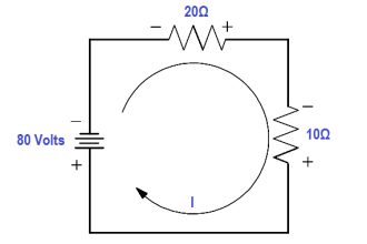 Using Kirchhoff’s Voltage Law to find Current with one Source