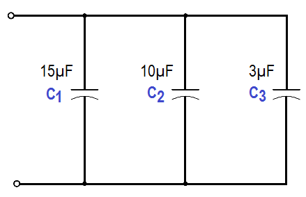 three capacitors in parallel