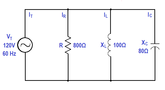 Calculate Power in Parallel RCL Circuit