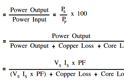 Transformer Efficiency and Loses Formula