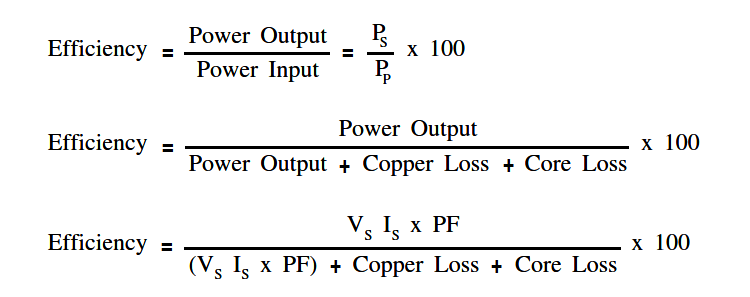 Transformer Efficiency and Loses Formula